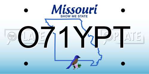 O71YPT Missouri License Plate