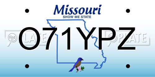 O71YPZ Missouri License Plate
