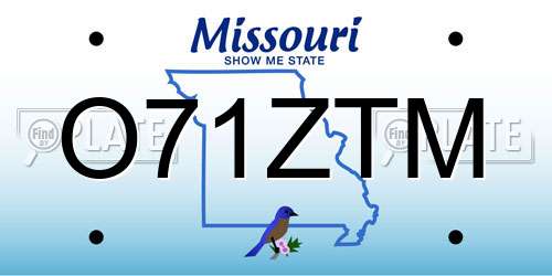 O71ZTM Missouri License Plate