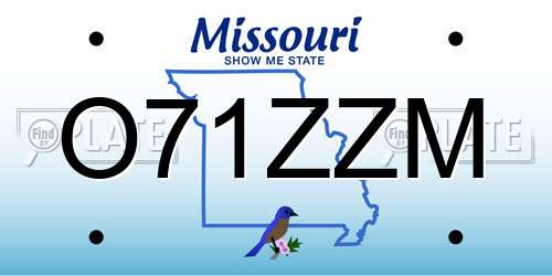 O71ZZM Missouri License Plate