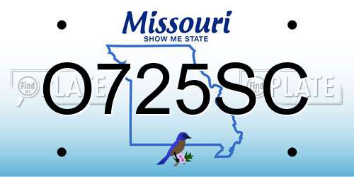 O725SC Missouri License Plate