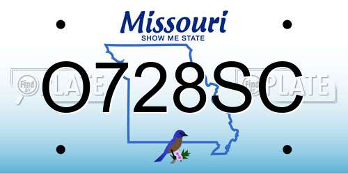 O728SC Missouri License Plate