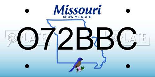 O72BBC Missouri License Plate
