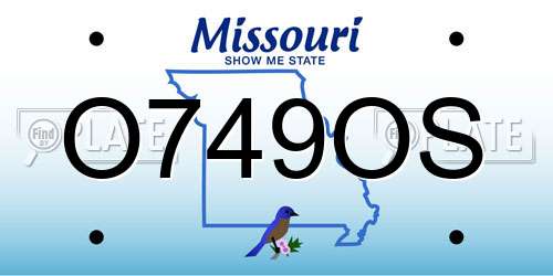 O749OS Missouri License Plate