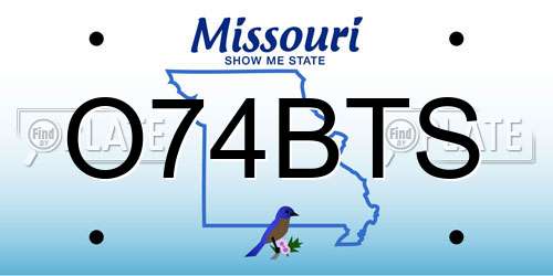 O74BTS Missouri License Plate