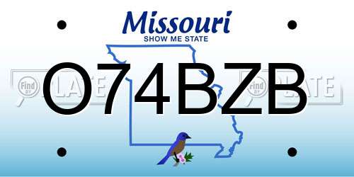 O74BZB Missouri License Plate