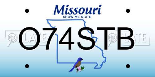 O74STB Missouri License Plate