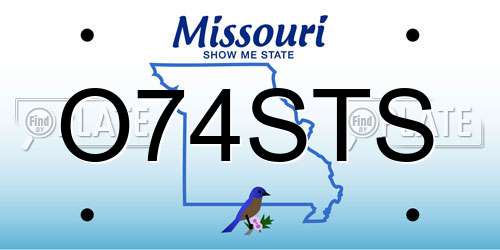 O74STS Missouri License Plate