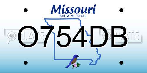 O754DB Missouri License Plate