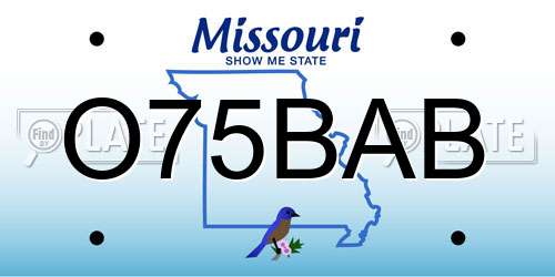 O75BAB Missouri License Plate