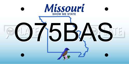 O75BAS Missouri License Plate