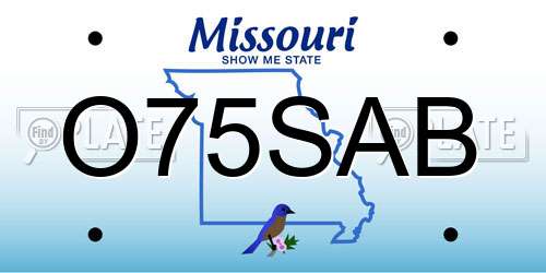 O75SAB Missouri License Plate