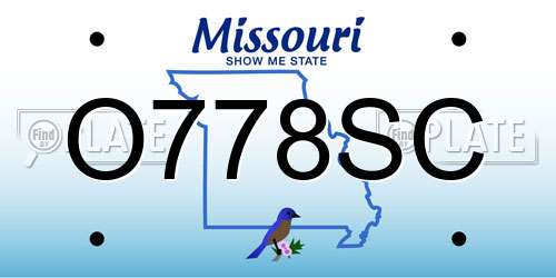 O778SC Missouri License Plate