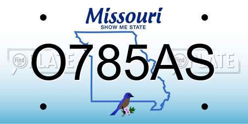 O785AS Missouri License Plate