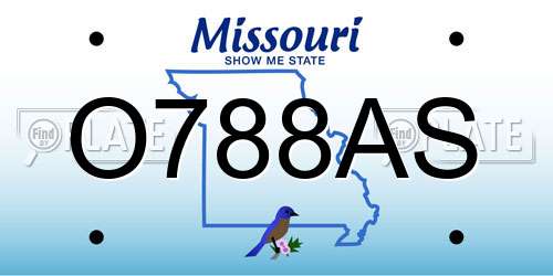 O788AS Missouri License Plate