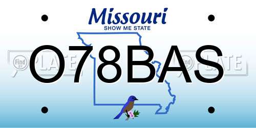O78BAS Missouri License Plate