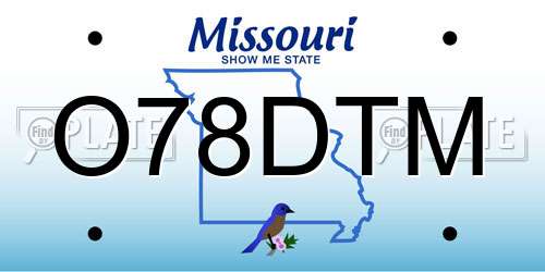O78DTM Missouri License Plate