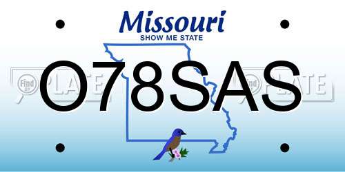 O78SAS Missouri License Plate