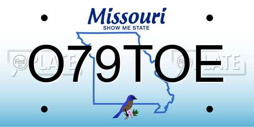 O79TOE Missouri License Plate
