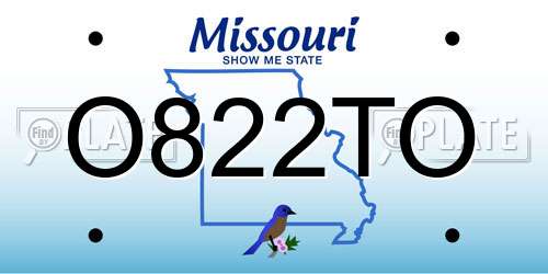 O822TO Missouri License Plate