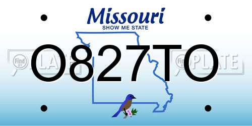 O827TO Missouri License Plate
