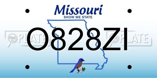 O828ZI Missouri License Plate