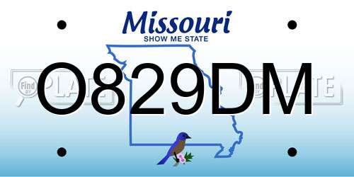 O829DM Missouri License Plate