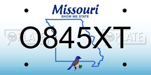 O845XT Missouri License Plate