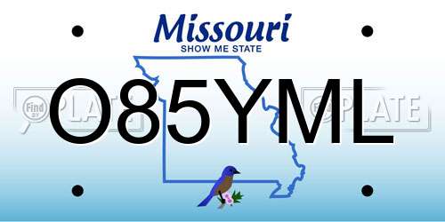 O85YML Missouri License Plate
