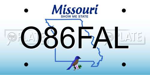 O86FAL Missouri License Plate