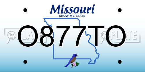 O877TO Missouri License Plate