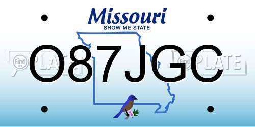O87JGC Missouri License Plate