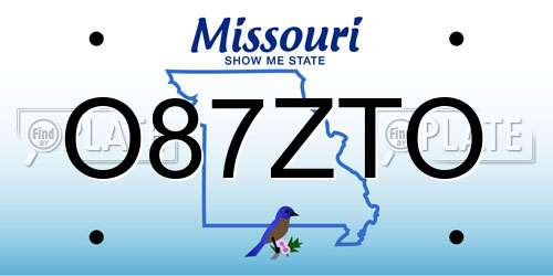 O87ZTO Missouri License Plate