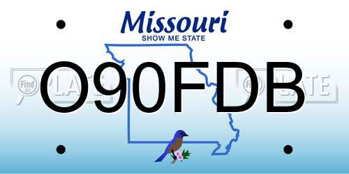 O90FDB Missouri License Plate