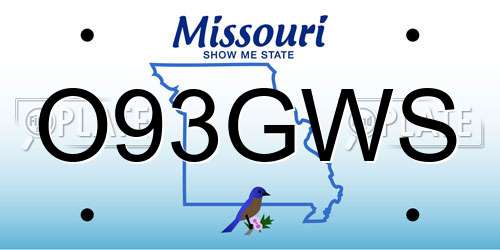 O93GWS Missouri License Plate