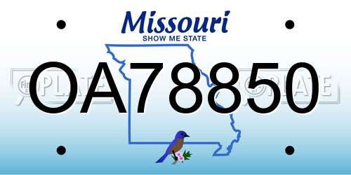 OA78850 Missouri License Plate