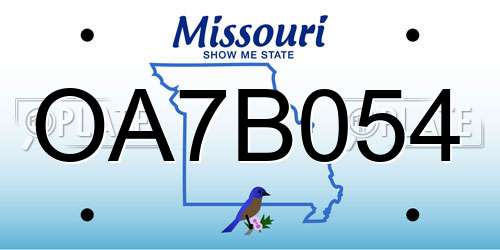 OA7B054 Missouri License Plate