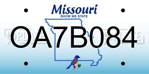 OA7B084 Missouri License Plate