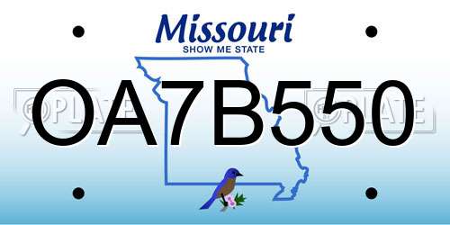 OA7B550 Missouri License Plate