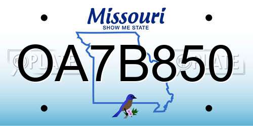 OA7B850 Missouri License Plate