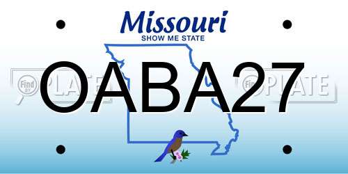 OABA27 Missouri License Plate