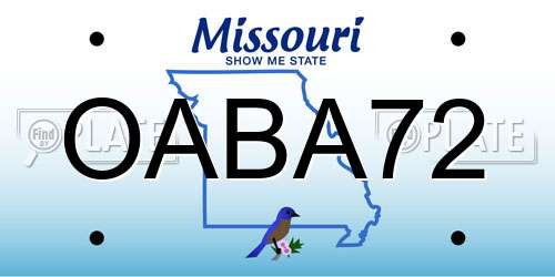 OABA72 Missouri License Plate
