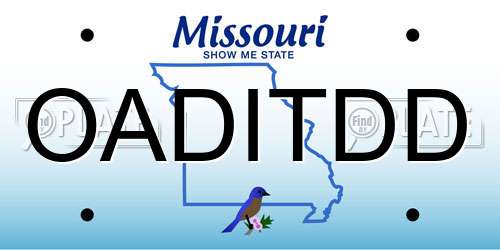 OADITDD Missouri License Plate