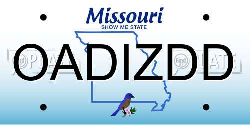 OADIZDD Missouri License Plate