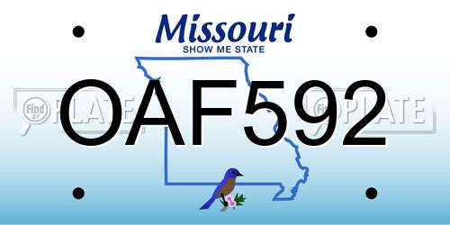 OAF592 Missouri License Plate