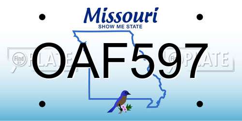 OAF597 Missouri License Plate