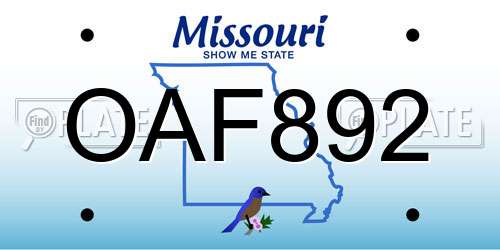 OAF892 Missouri License Plate