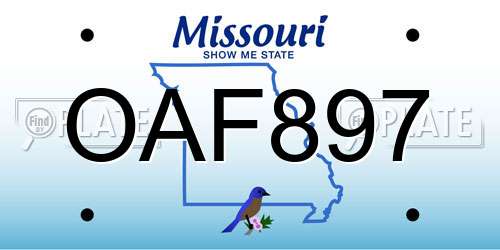 OAF897 Missouri License Plate