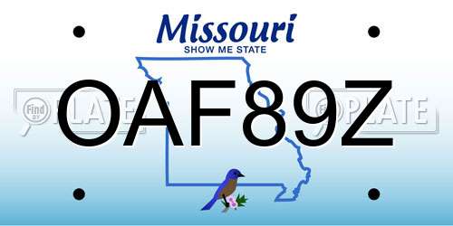 OAF89Z Missouri License Plate