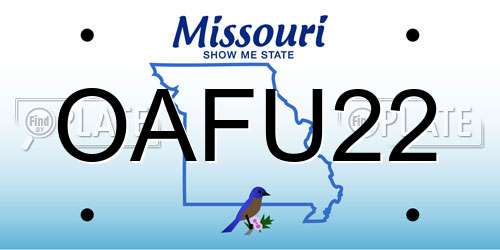 OAFU22 Missouri License Plate